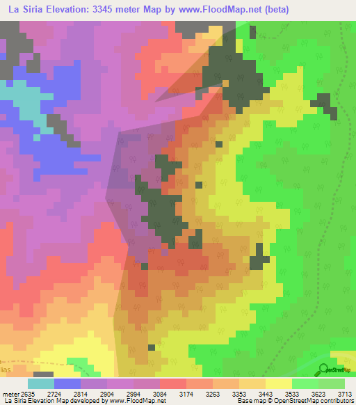 La Siria,Colombia Elevation Map