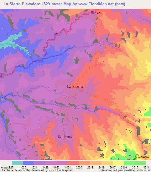 La Sierra,Colombia Elevation Map