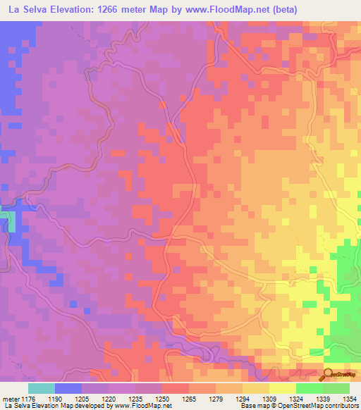 La Selva,Colombia Elevation Map