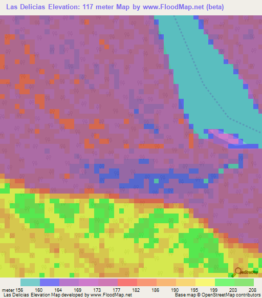 Las Delicias,Colombia Elevation Map