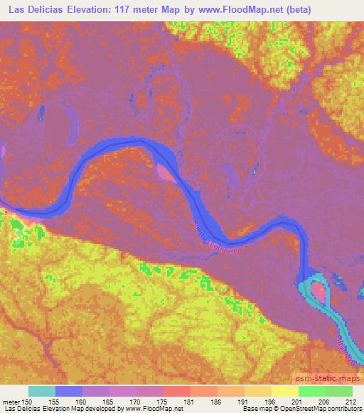 Las Delicias,Colombia Elevation Map