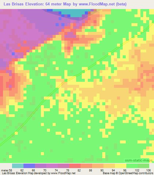 Las Brisas,Colombia Elevation Map