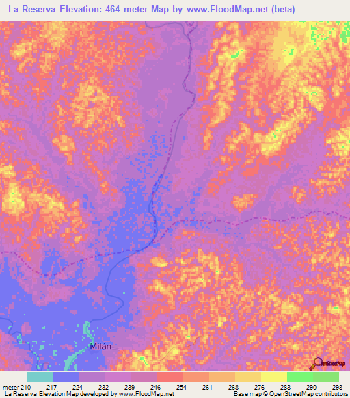 La Reserva,Colombia Elevation Map