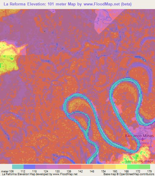 La Reforma,Colombia Elevation Map