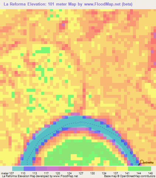 La Reforma,Colombia Elevation Map