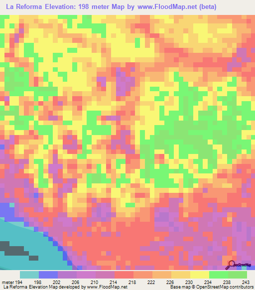 La Reforma,Colombia Elevation Map