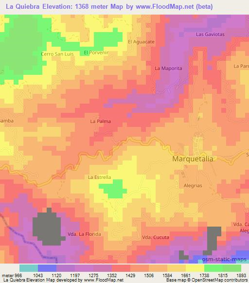 La Quiebra,Colombia Elevation Map