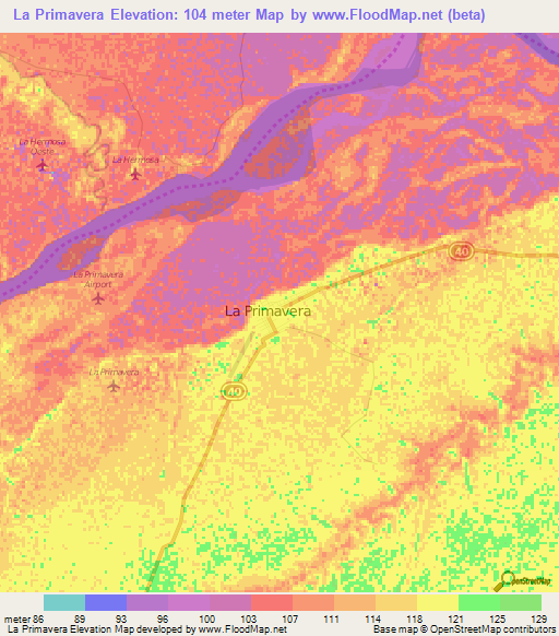 La Primavera,Colombia Elevation Map