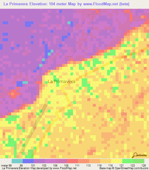 La Primavera,Colombia Elevation Map