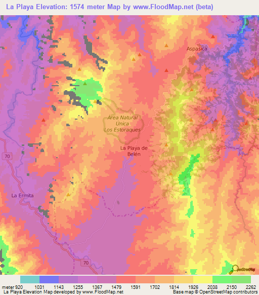 La Playa,Colombia Elevation Map