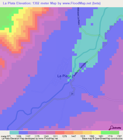 La Plata,Colombia Elevation Map