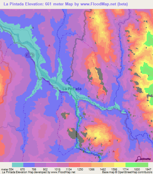 La Pintada,Colombia Elevation Map