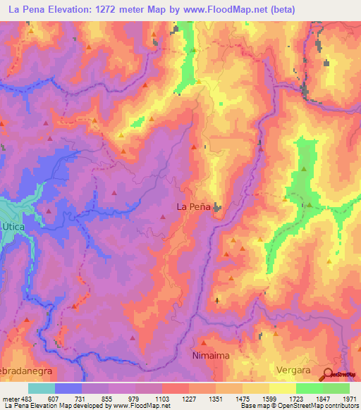 La Pena,Colombia Elevation Map