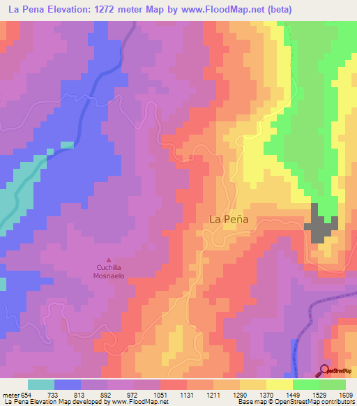 La Pena,Colombia Elevation Map