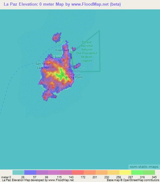 La Paz,Colombia Elevation Map