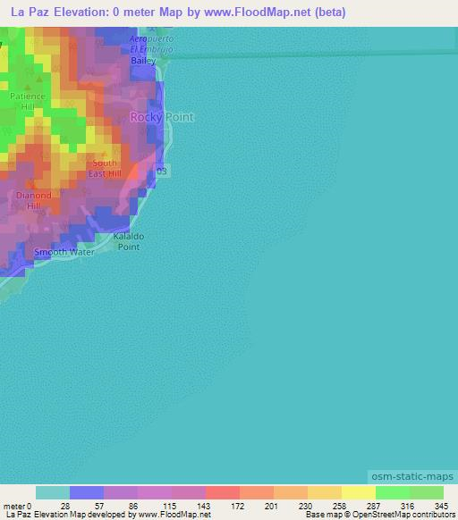 La Paz,Colombia Elevation Map