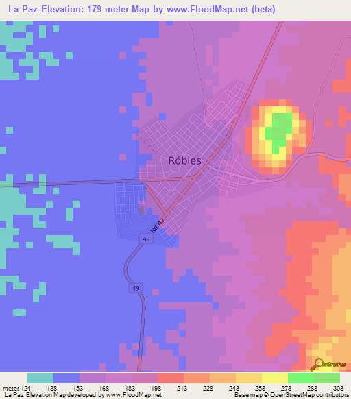 La Paz,Colombia Elevation Map