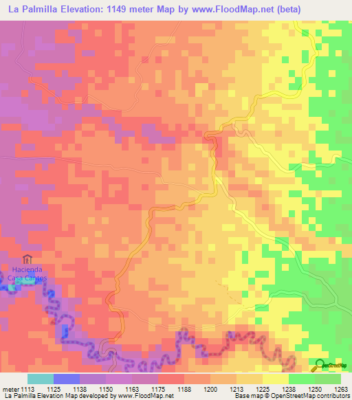 La Palmilla,Colombia Elevation Map