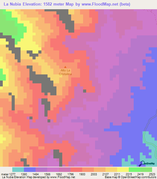 La Nubia,Colombia Elevation Map