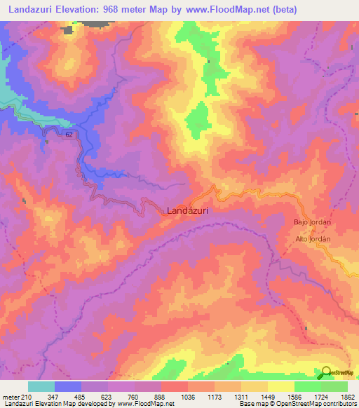 Landazuri,Colombia Elevation Map