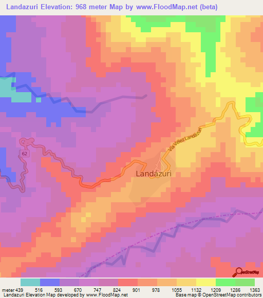 Landazuri,Colombia Elevation Map