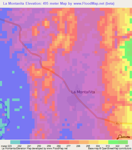 La Montanita,Colombia Elevation Map