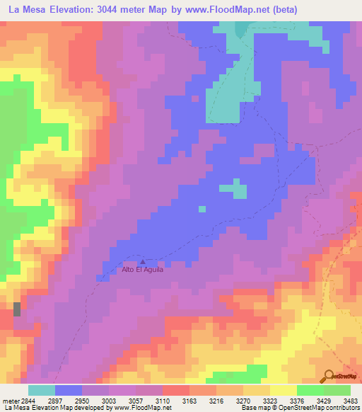 La Mesa,Colombia Elevation Map