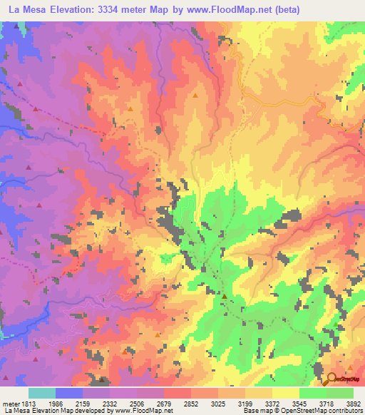 La Mesa,Colombia Elevation Map