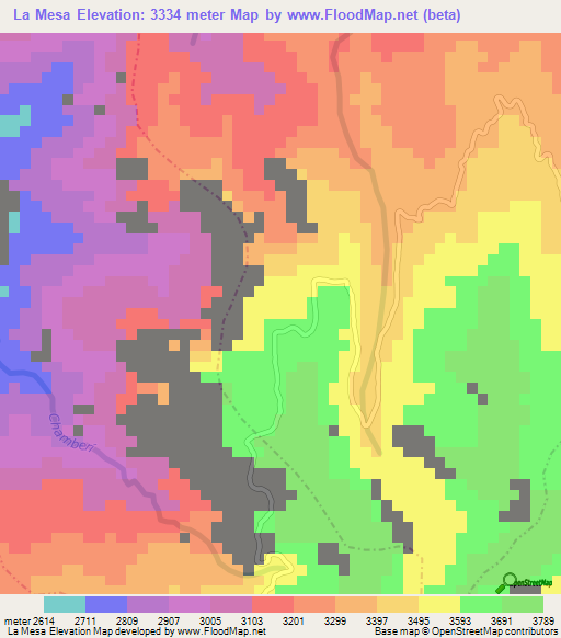 La Mesa,Colombia Elevation Map