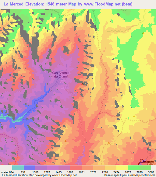 La Merced,Colombia Elevation Map