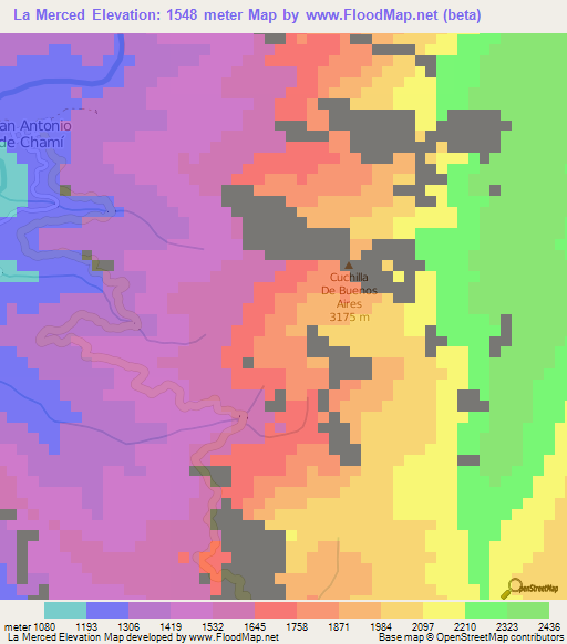 La Merced,Colombia Elevation Map