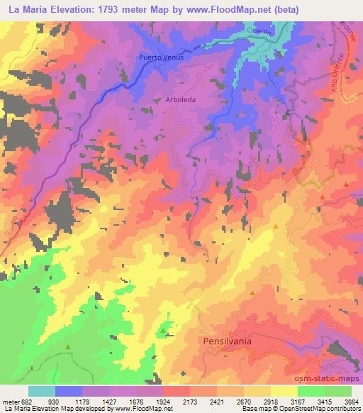 La Maria,Colombia Elevation Map