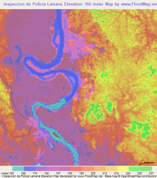 Inspeccion de Policia Lamana,Colombia Elevation Map