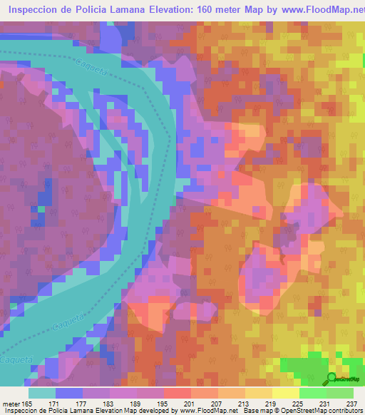 Inspeccion de Policia Lamana,Colombia Elevation Map