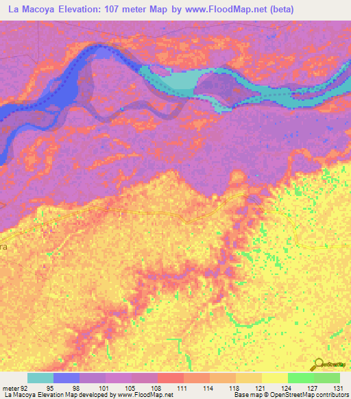 La Macoya,Colombia Elevation Map