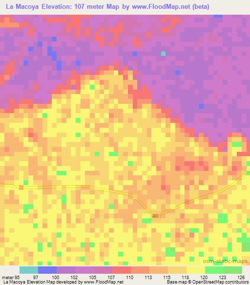 La Macoya,Colombia Elevation Map