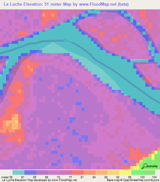 La Lucha,Colombia Elevation Map