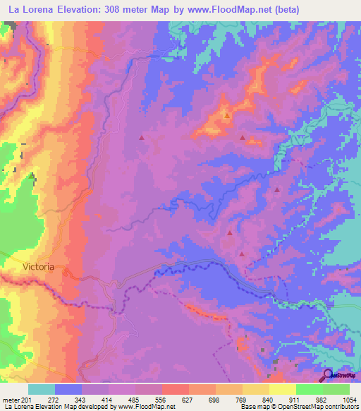 La Lorena,Colombia Elevation Map