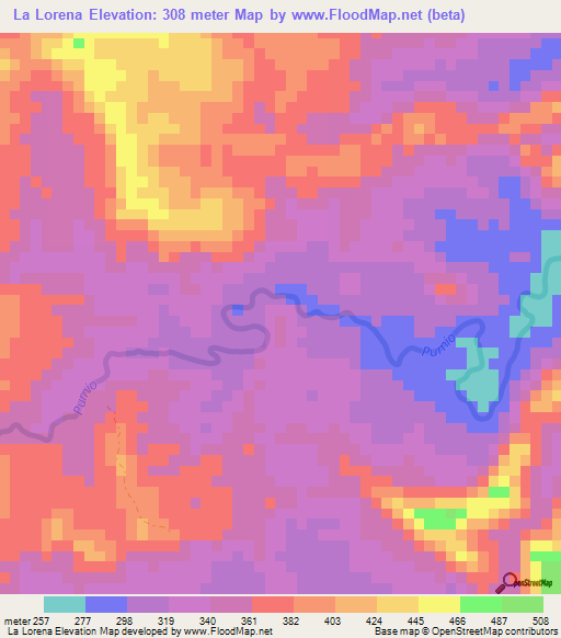 La Lorena,Colombia Elevation Map