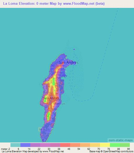 La Loma,Colombia Elevation Map