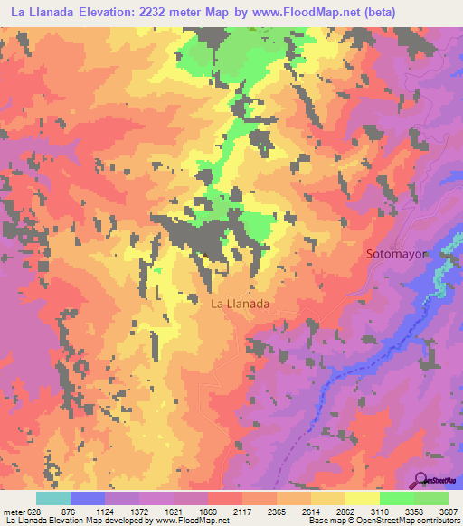 La Llanada,Colombia Elevation Map