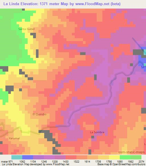 La Linda,Colombia Elevation Map