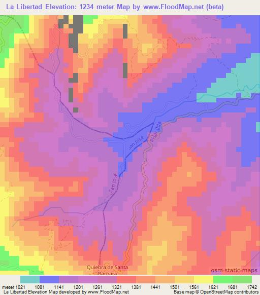 La Libertad,Colombia Elevation Map