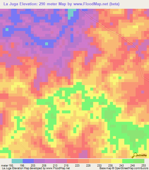 La Juga,Colombia Elevation Map