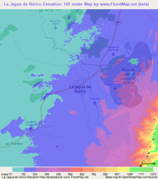 La Jagua de Ibirico,Colombia Elevation Map