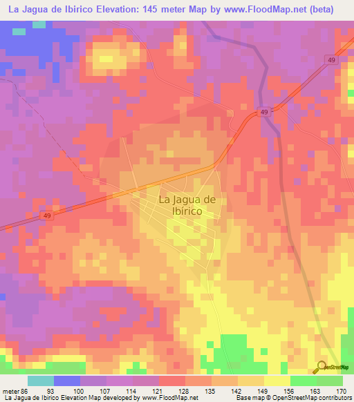 La Jagua de Ibirico,Colombia Elevation Map