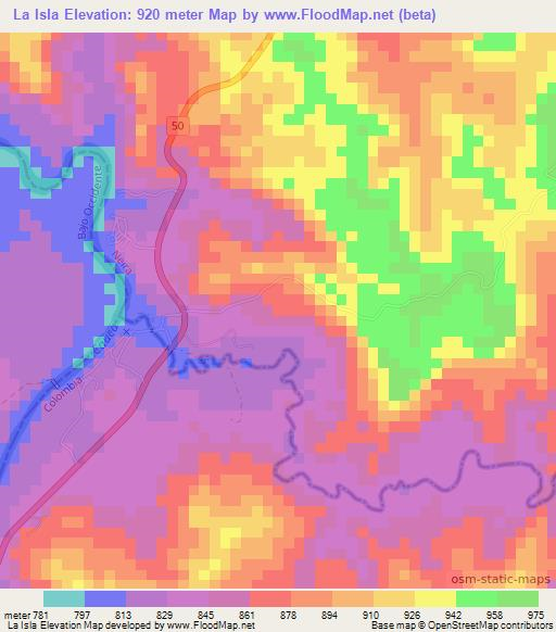 La Isla,Colombia Elevation Map