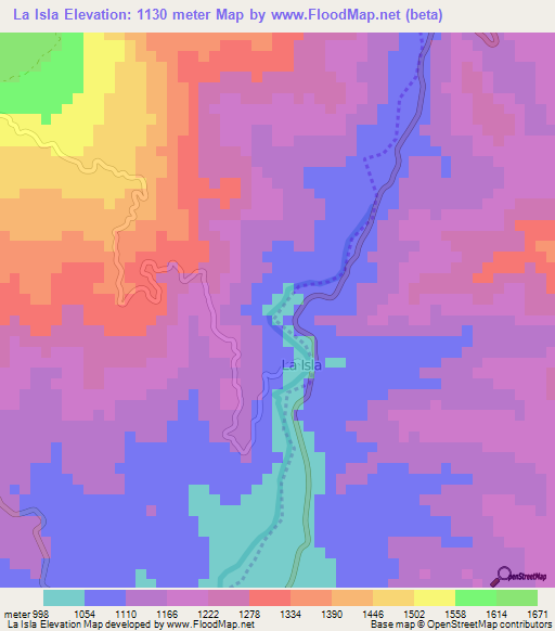 La Isla,Colombia Elevation Map