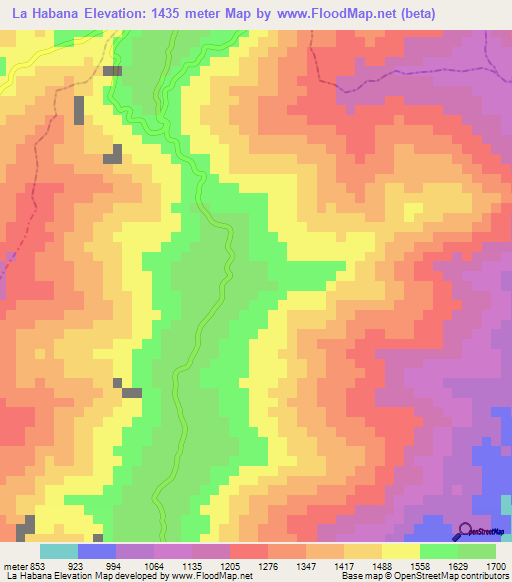 La Habana,Colombia Elevation Map