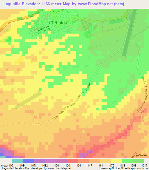 Lagunilla,Colombia Elevation Map